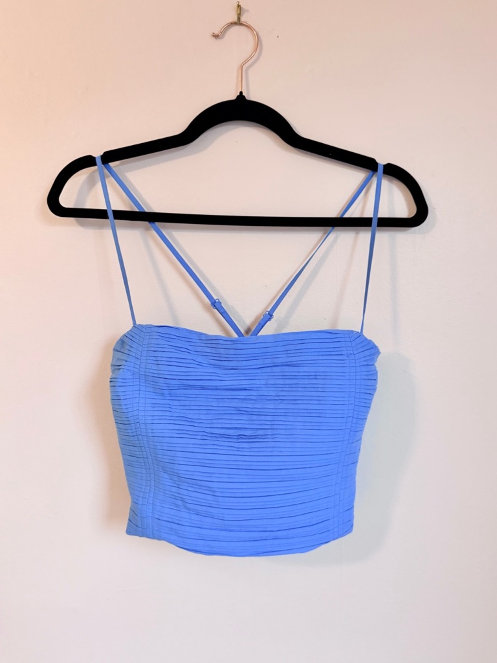Madewell Blue Pleated Crop Top NWOT  Coastal Cowgirl Size 6